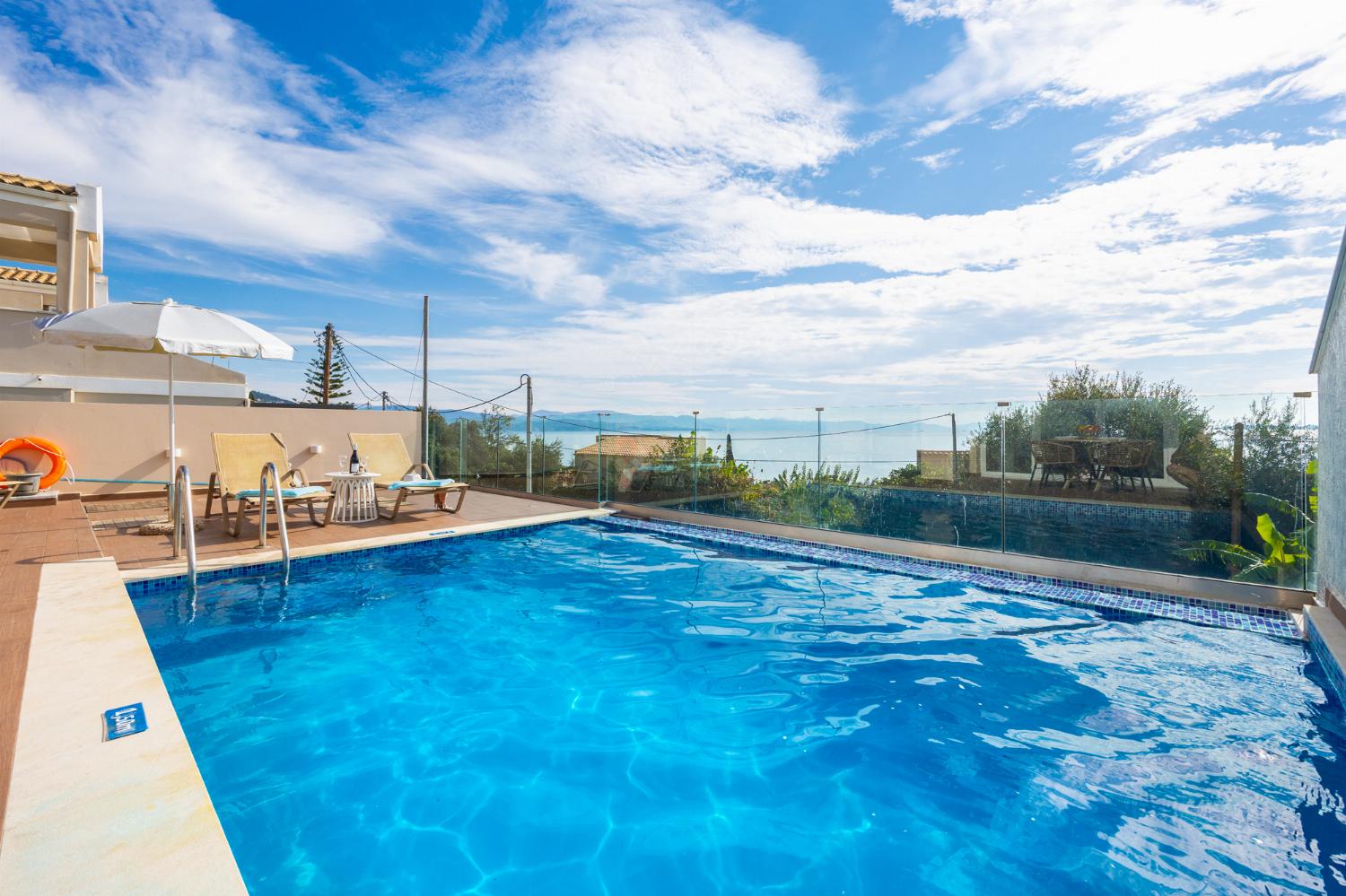 Private pool and terrace with sea views