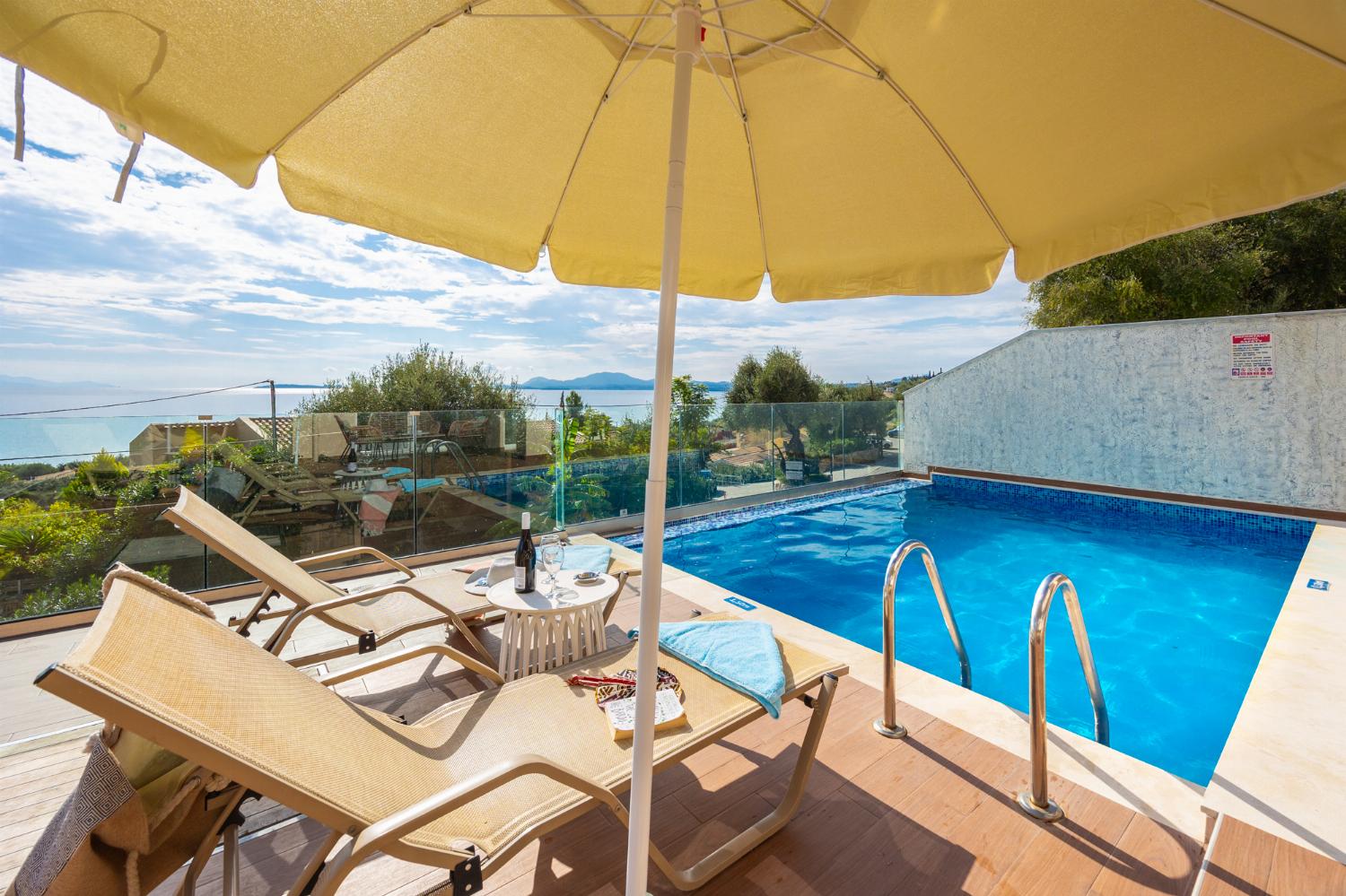 Private pool and terrace with sea views