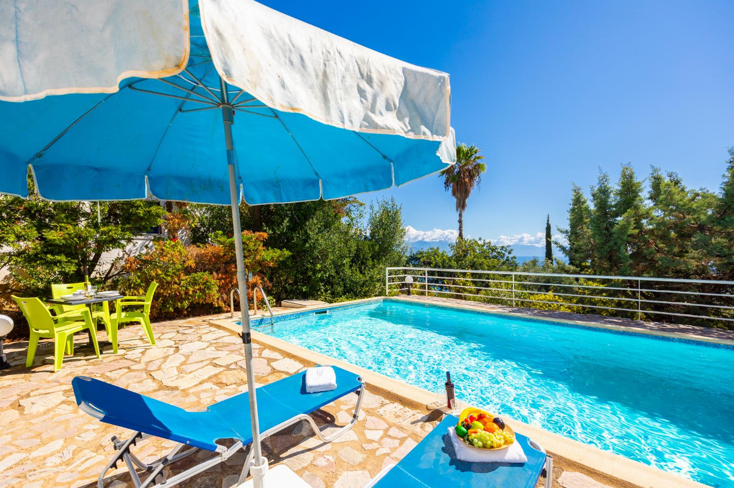 Private pool and terrace with sea views