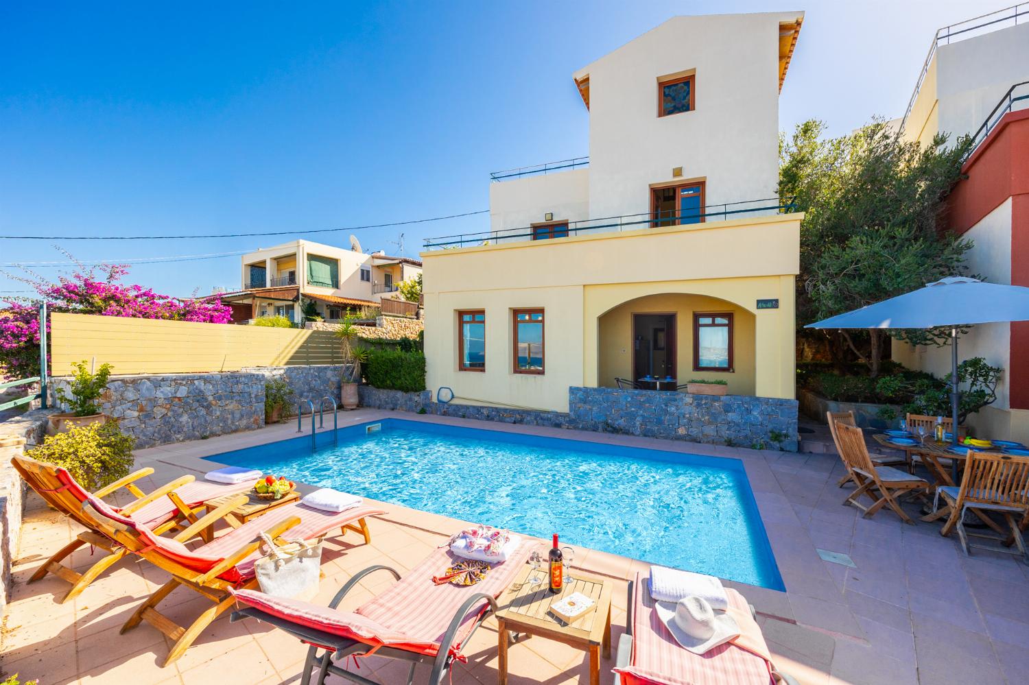 ,Beautiful villa with private pool and terrace with sea views