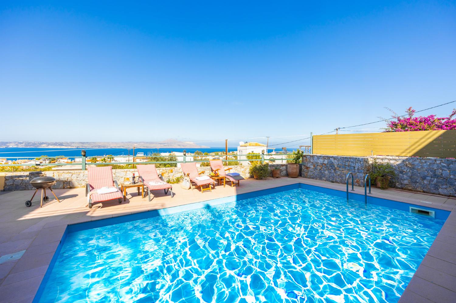 Private pool and terrace with sea views