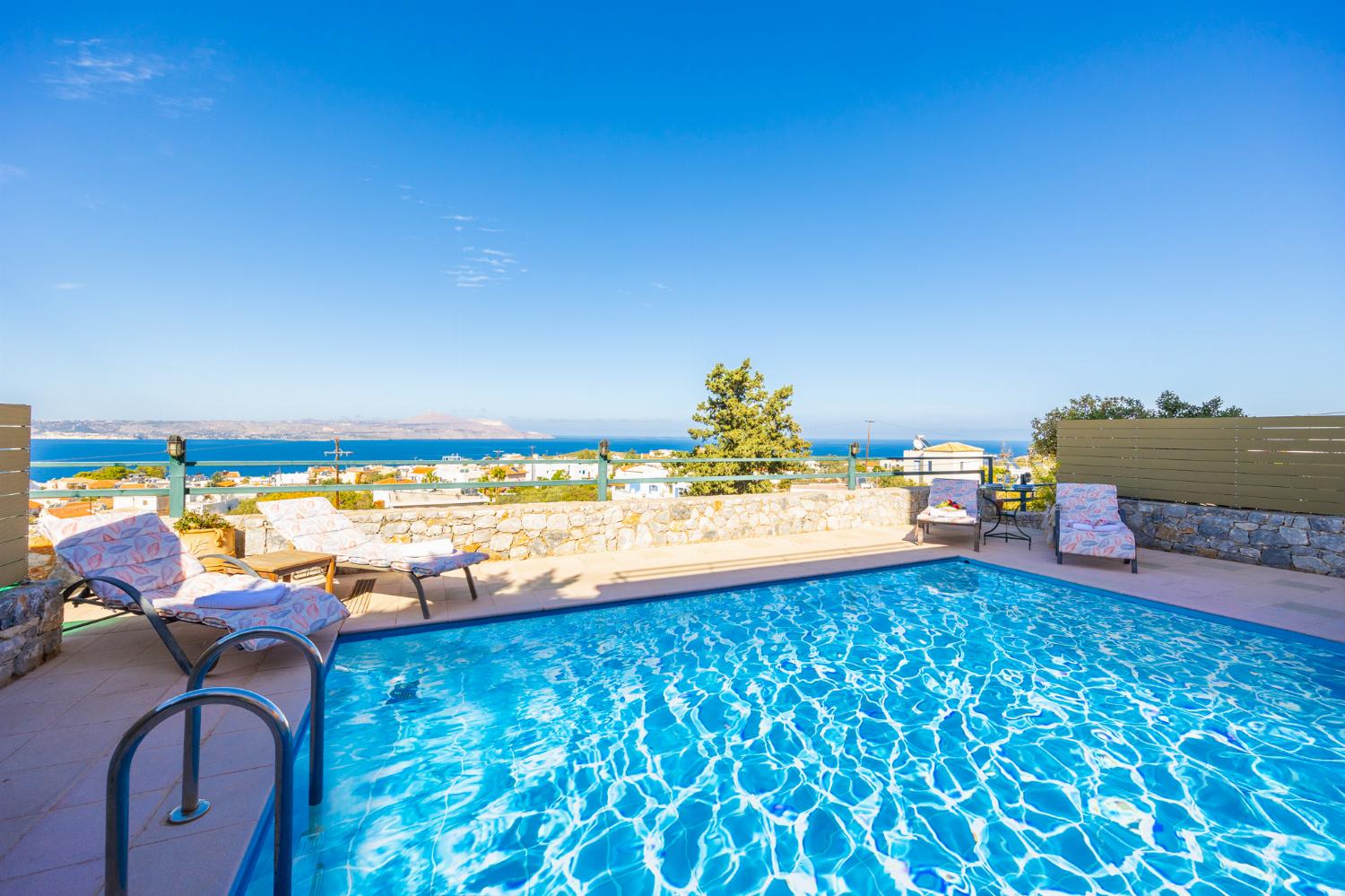 Private pool and terrace with sea views