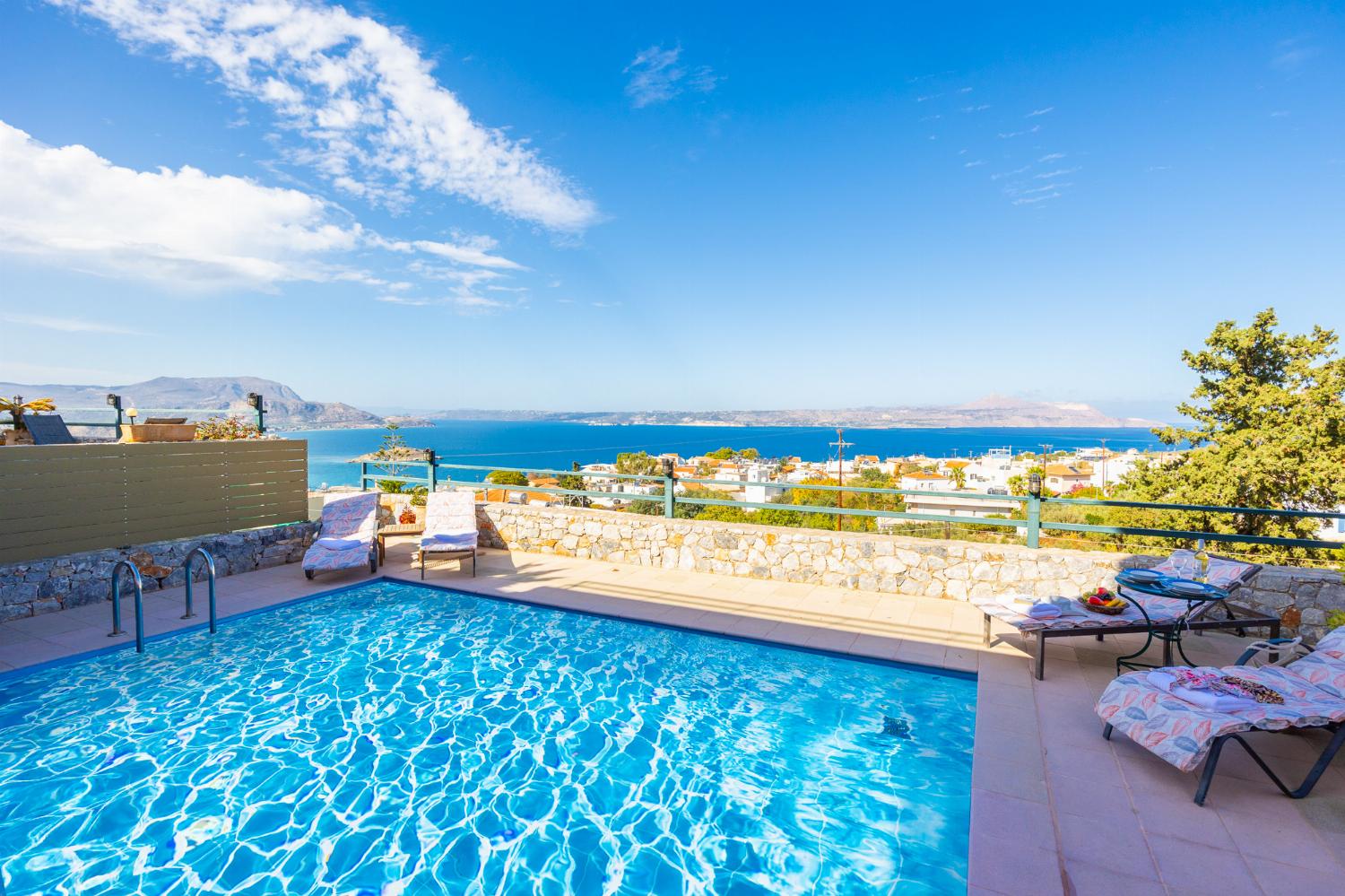 Private pool and terrace with sea views