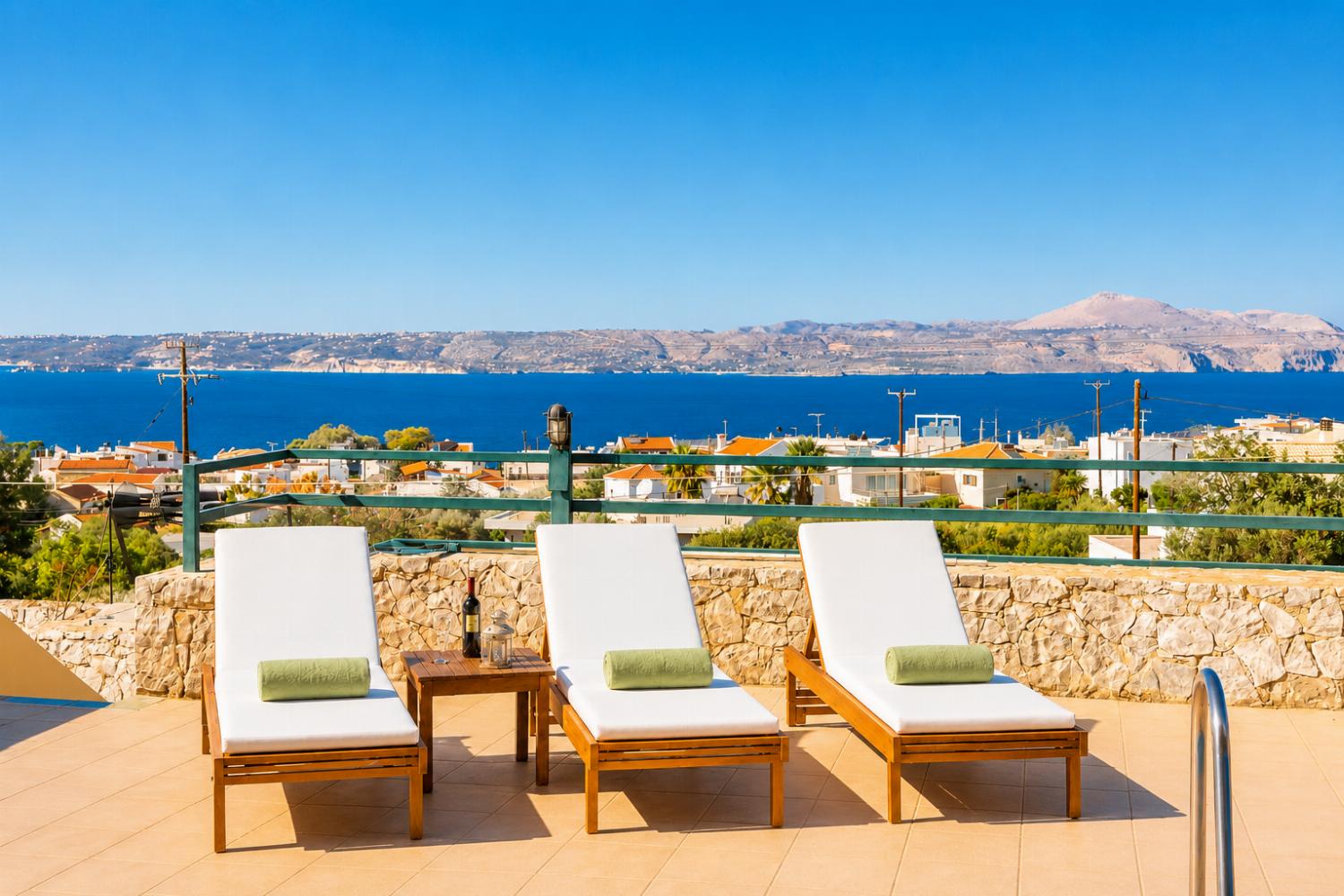 Private pool and terrace with sea views