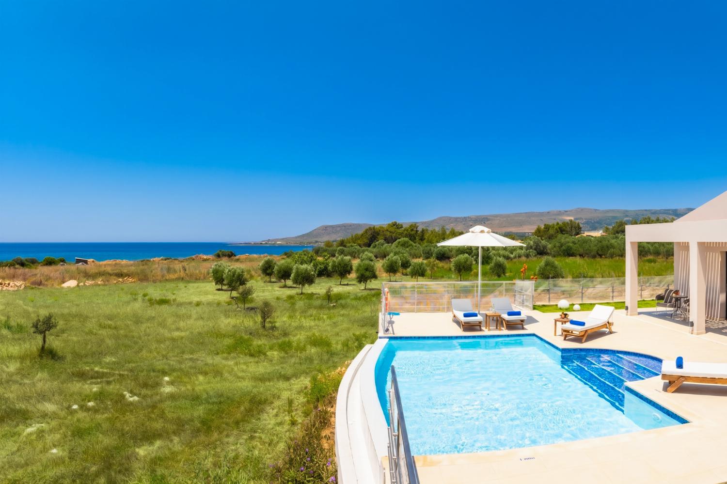 Private pool and terrace with sea views
