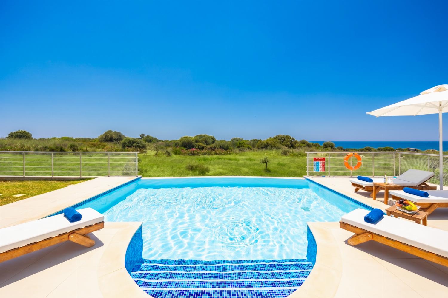 Private pool and terrace with sea views