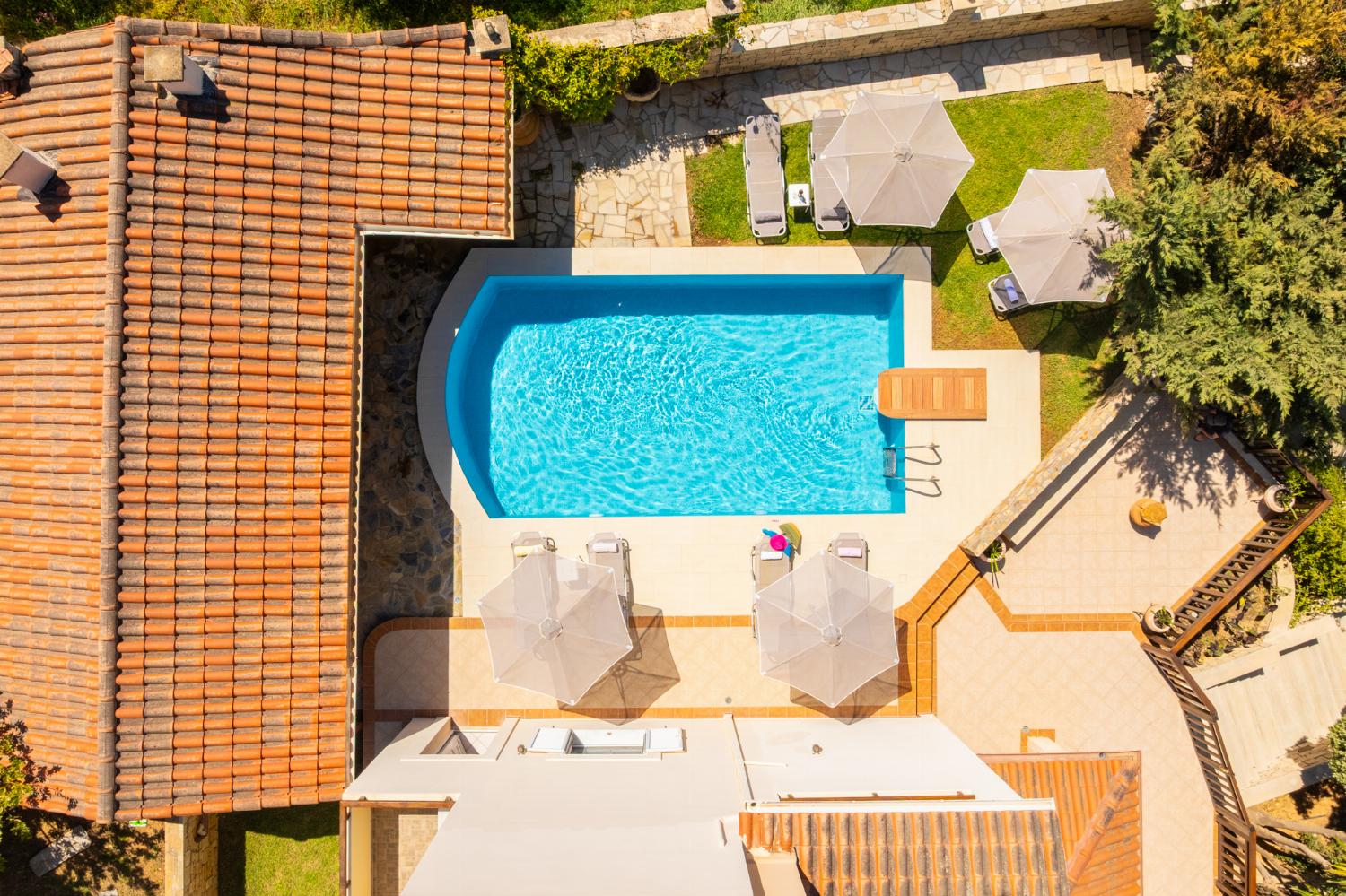 Private pool, terrace, and garden