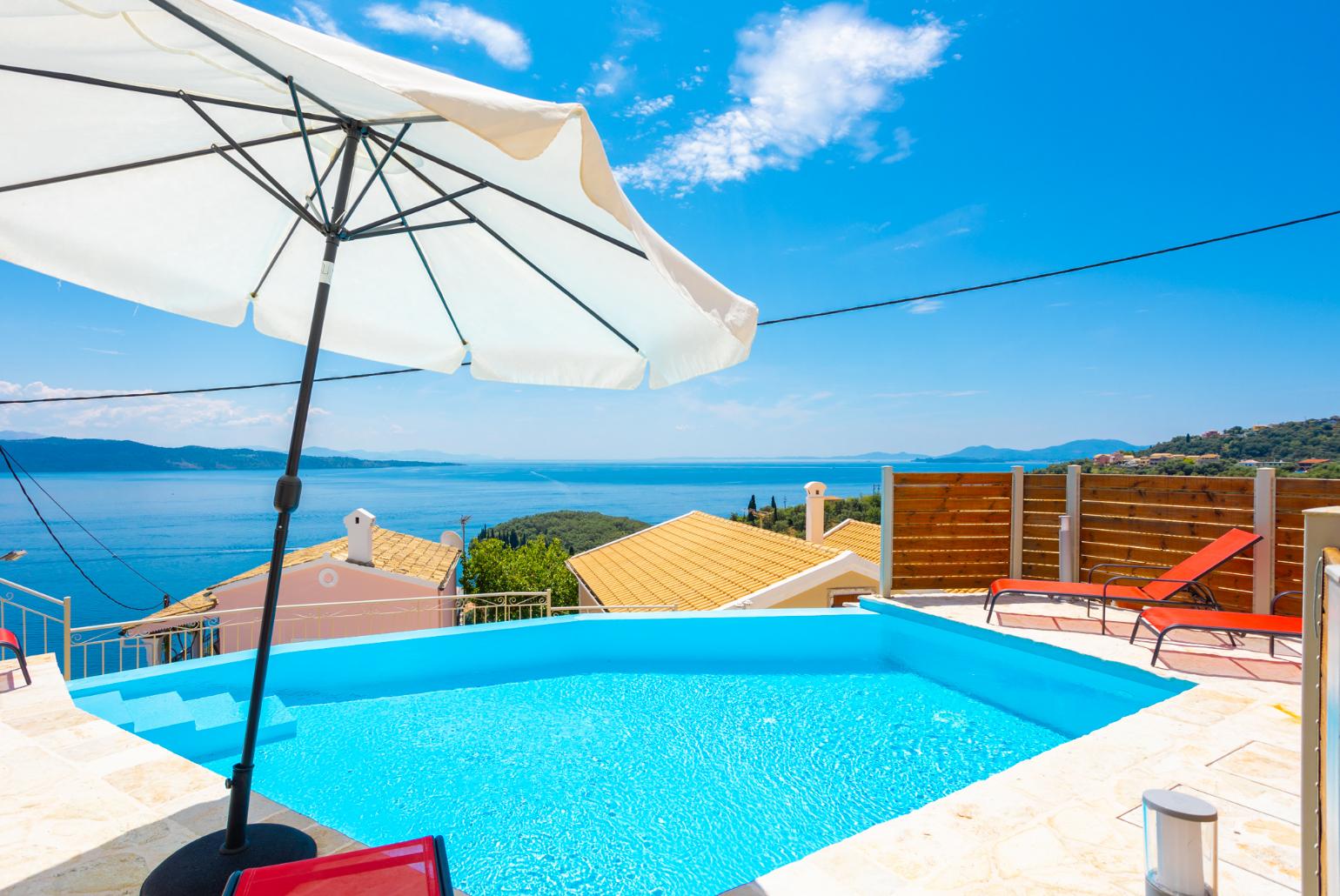 Private infinity pool and terrace with sea views