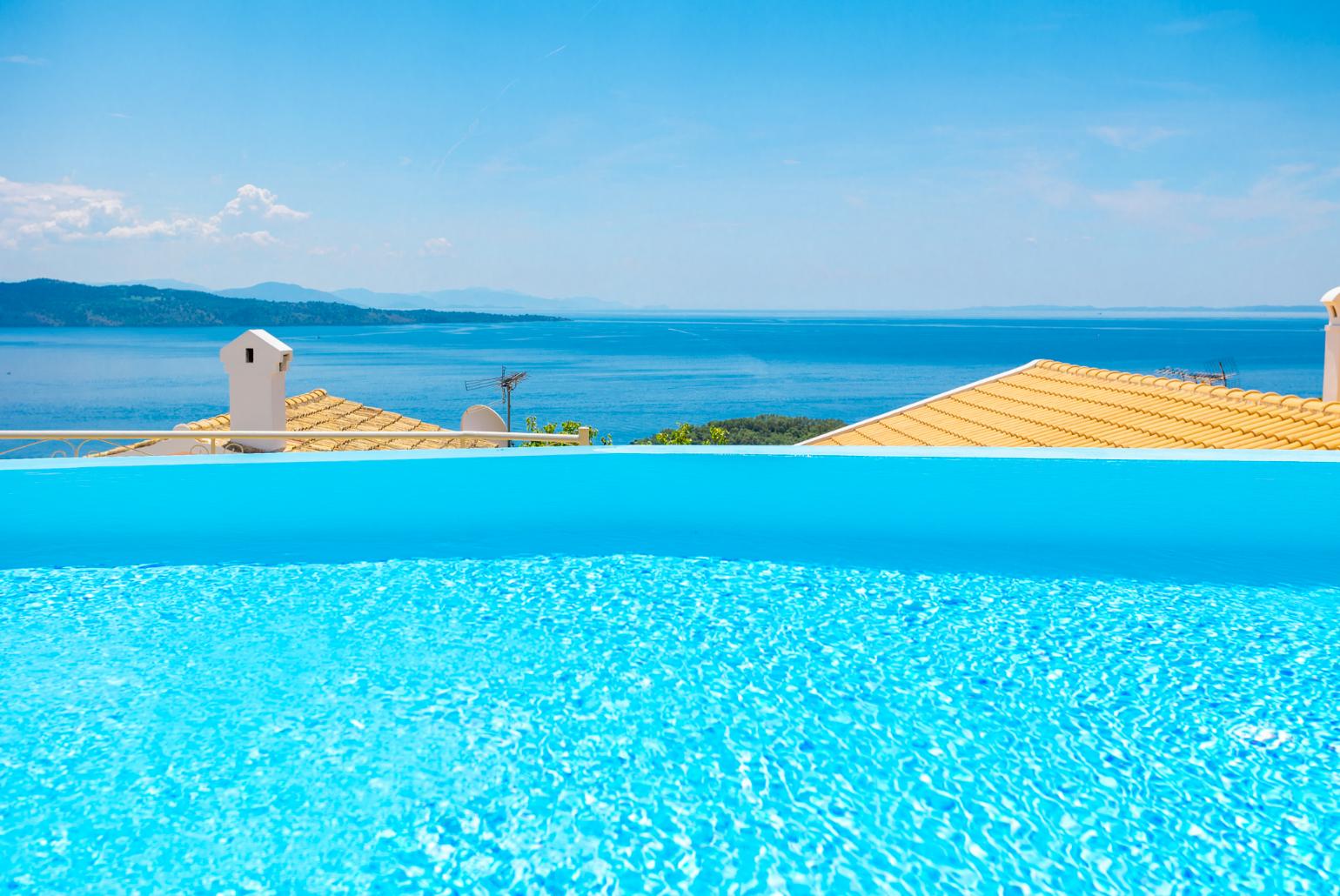 Private infinity pool and terrace with sea views