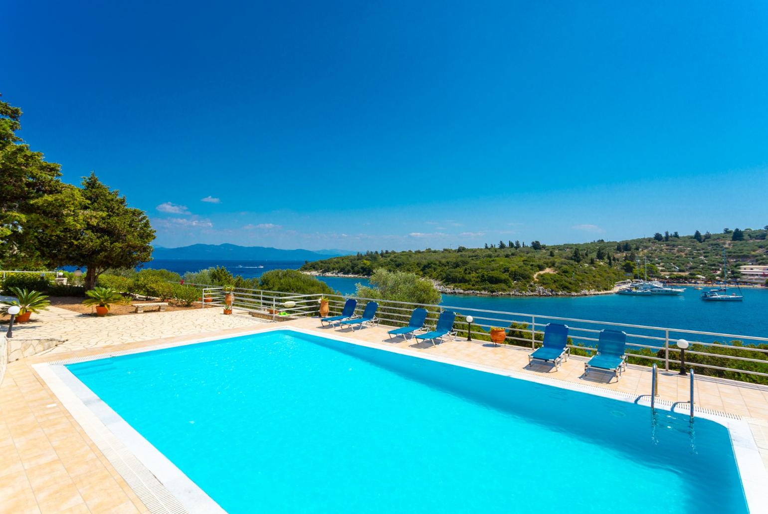 Private pool and terrace with panoramic sea views