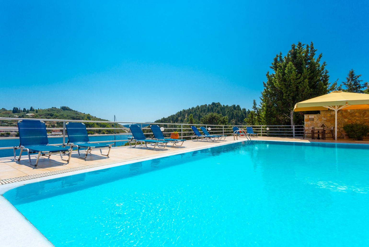 Private pool and terrace with panoramic sea views