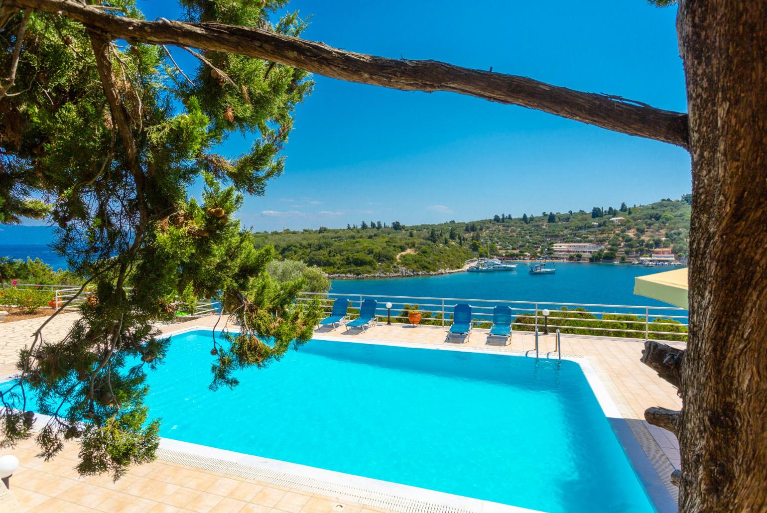 Private pool and terrace with panoramic sea views