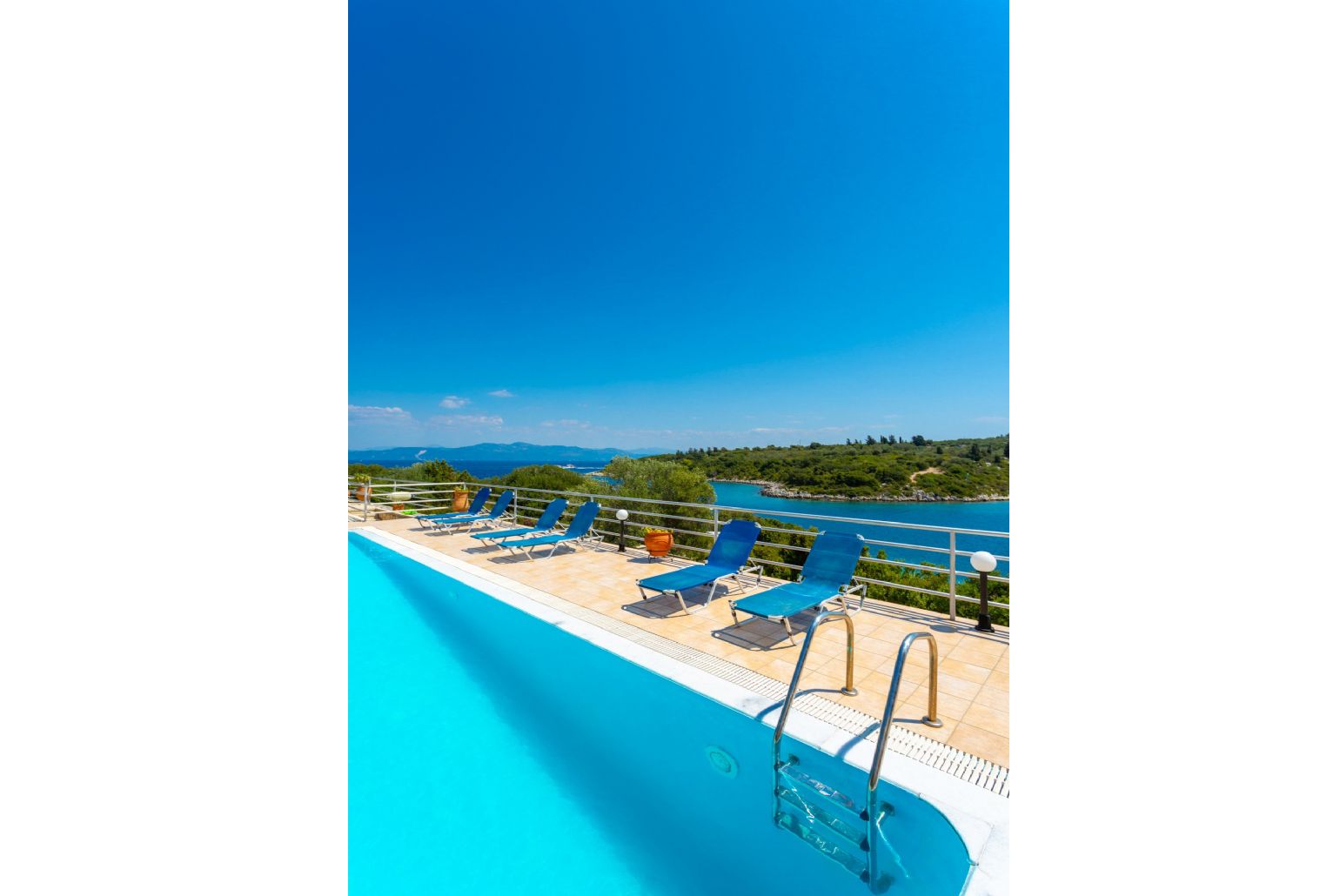 Private pool and terrace with panoramic sea views