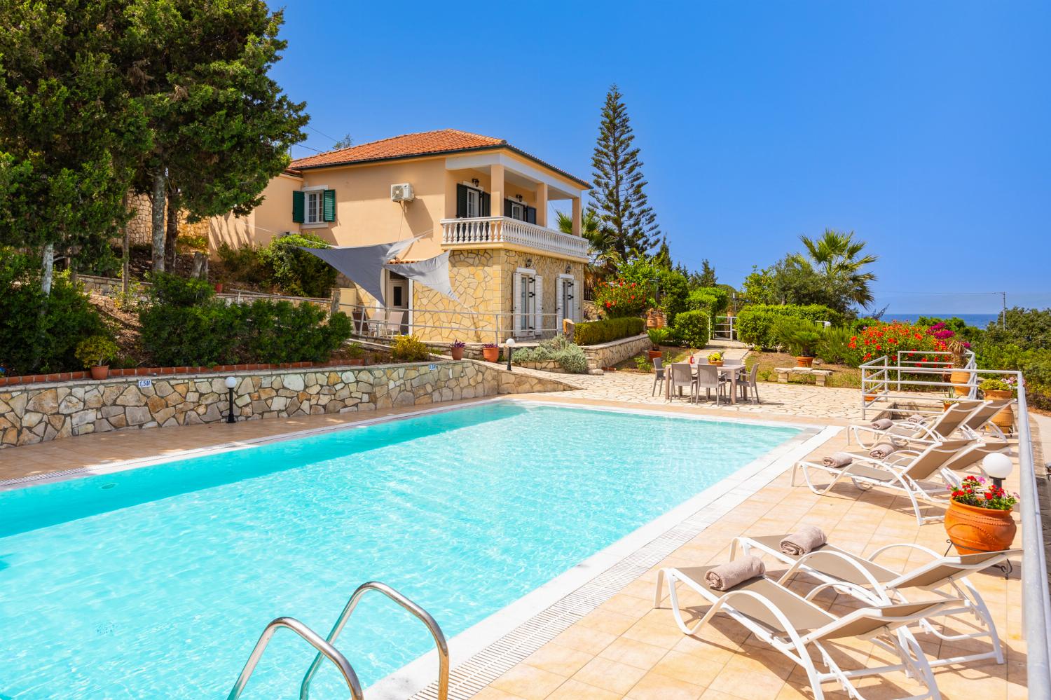 ,Beautiful villa with private pool and terrace with panoramic sea views