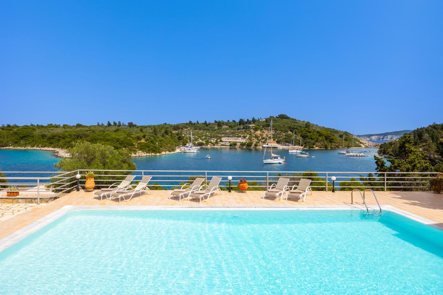Private pool and terrace with panoramic sea views