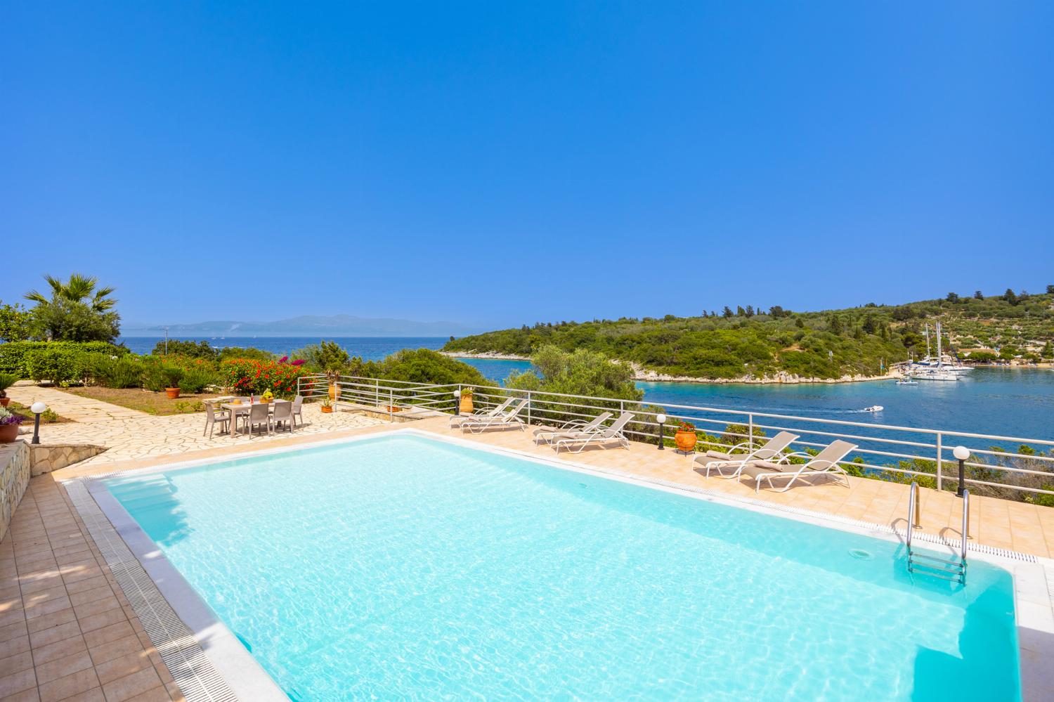 Private pool and terrace with panoramic sea views