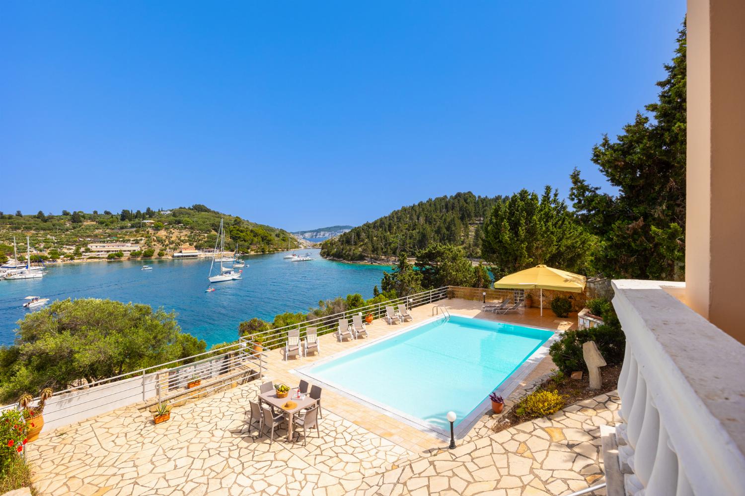 Private pool and terrace with panoramic sea views