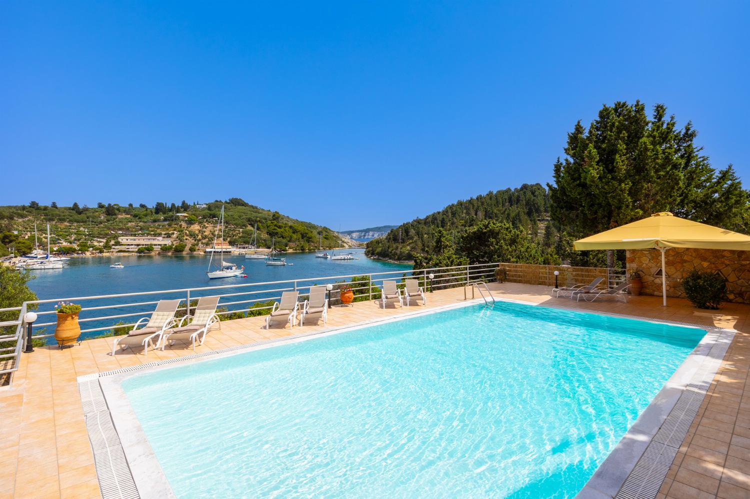 Private pool and terrace with panoramic sea views