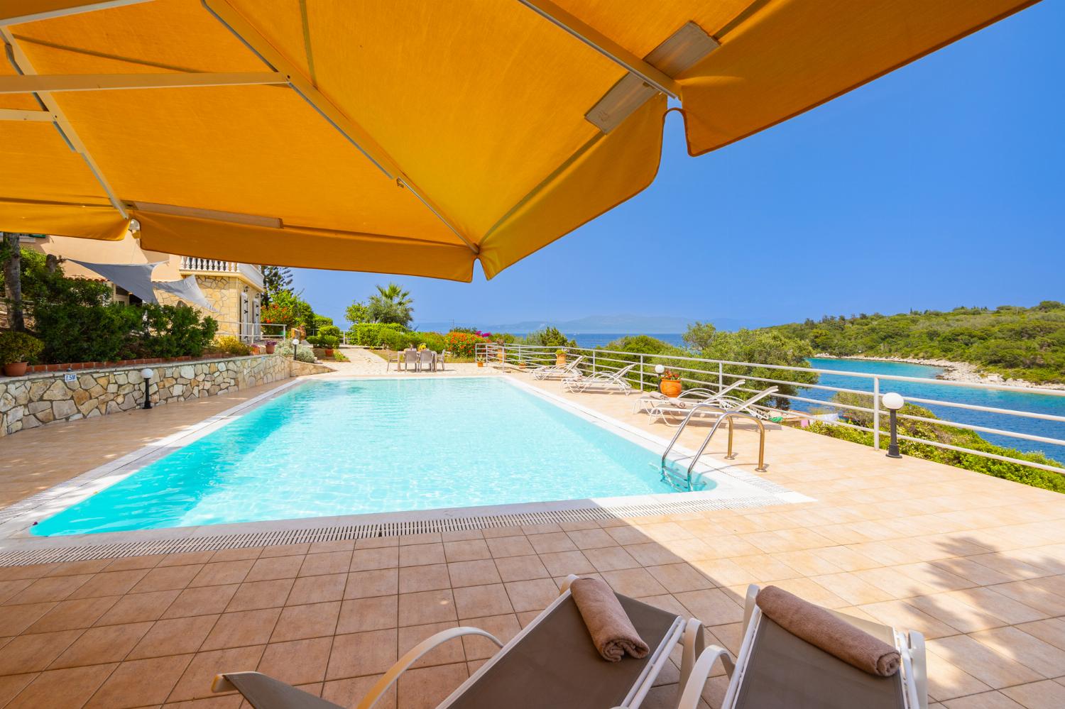 Private pool and terrace with panoramic sea views
