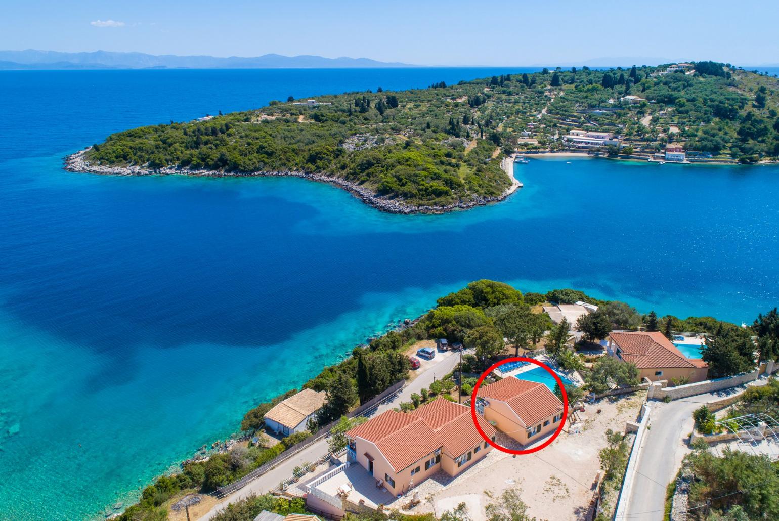Aerial view showing location of Dolphin Villa 1