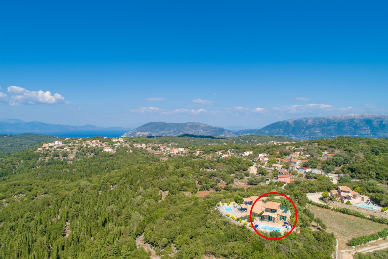 Aerial view showing location of Villa Vera