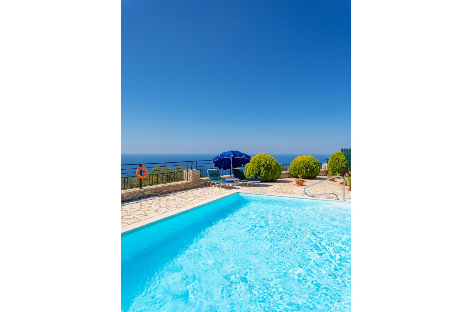 Private pool and terrace with panoramic sea views