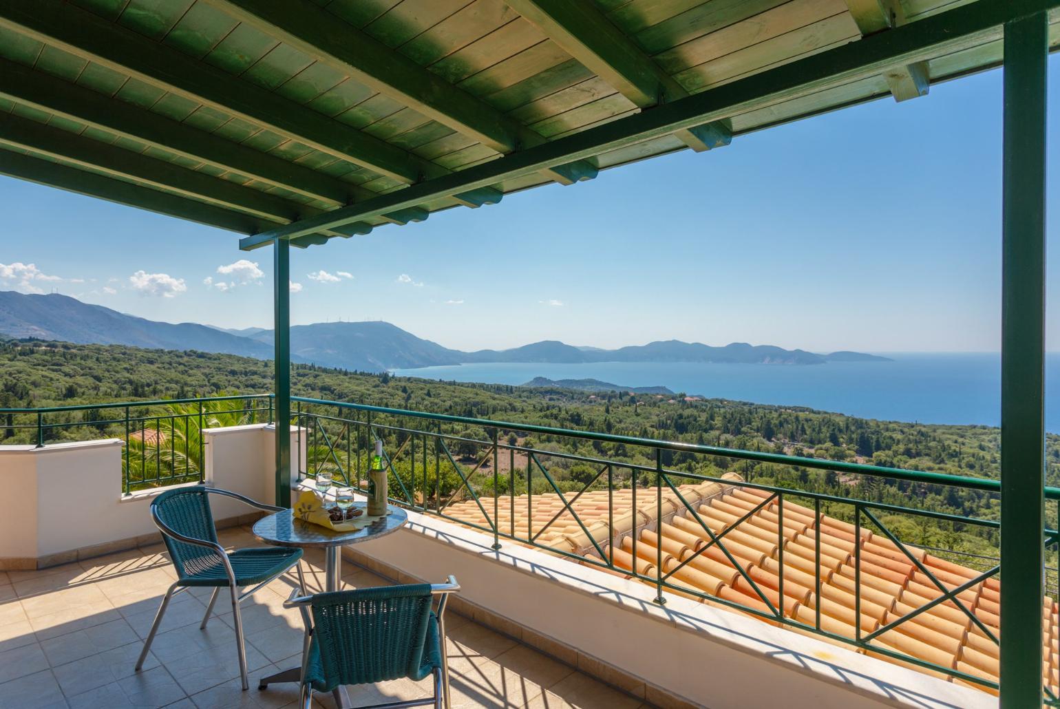 Balcony on first floor with panoramic sea views