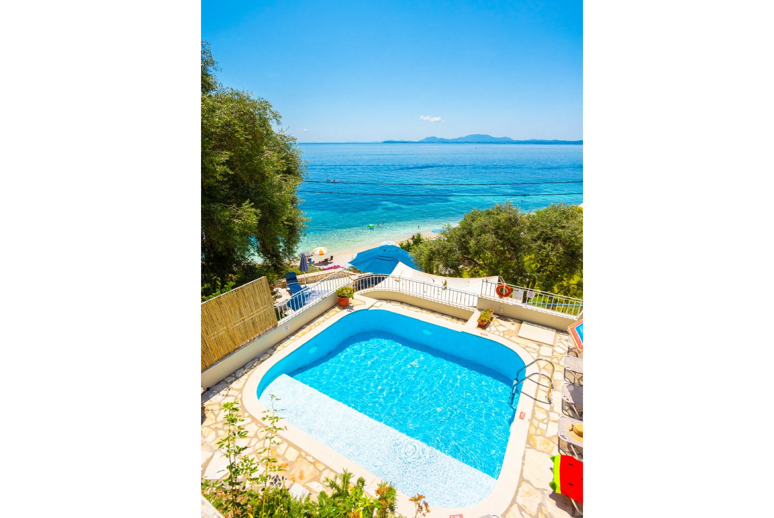 Private pool and terrace with sea views