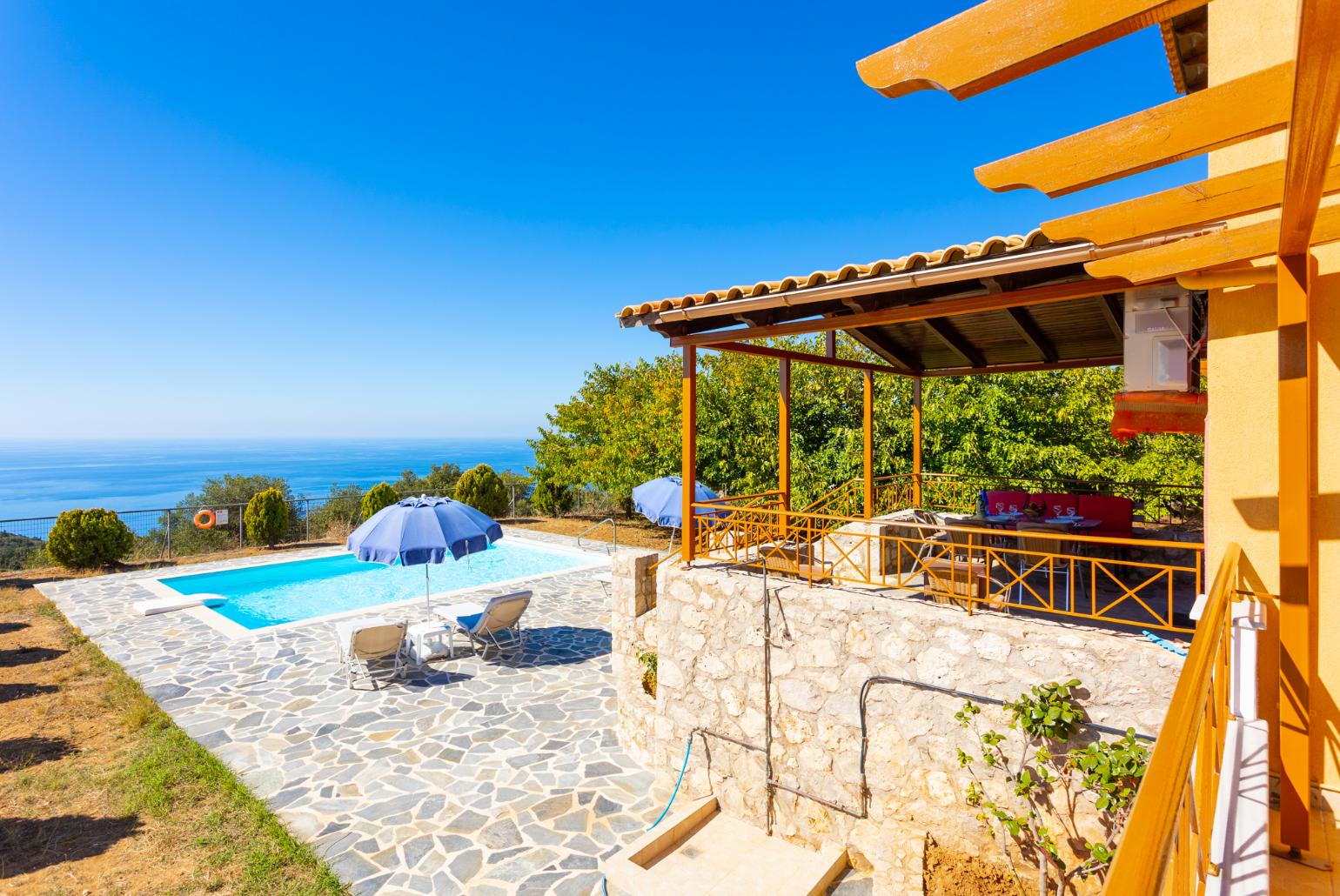 Beautiful villa with private pool, terrace, and garden with panoramic sea views