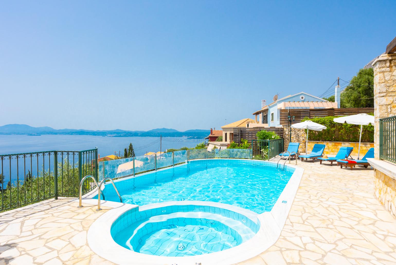 Private infinity pool and terrace with panoramic sea views