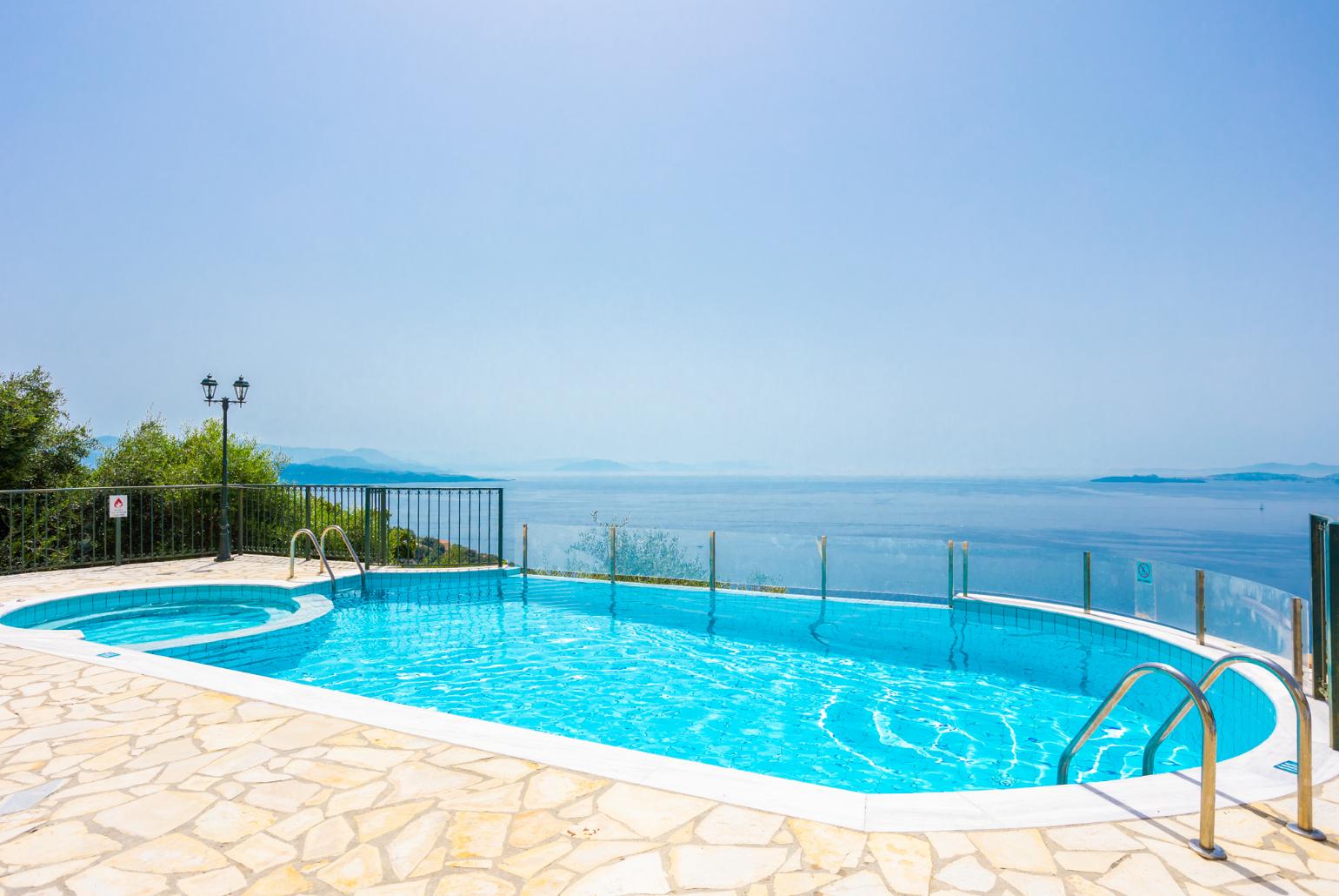 Private infinity pool and terrace with panoramic sea views