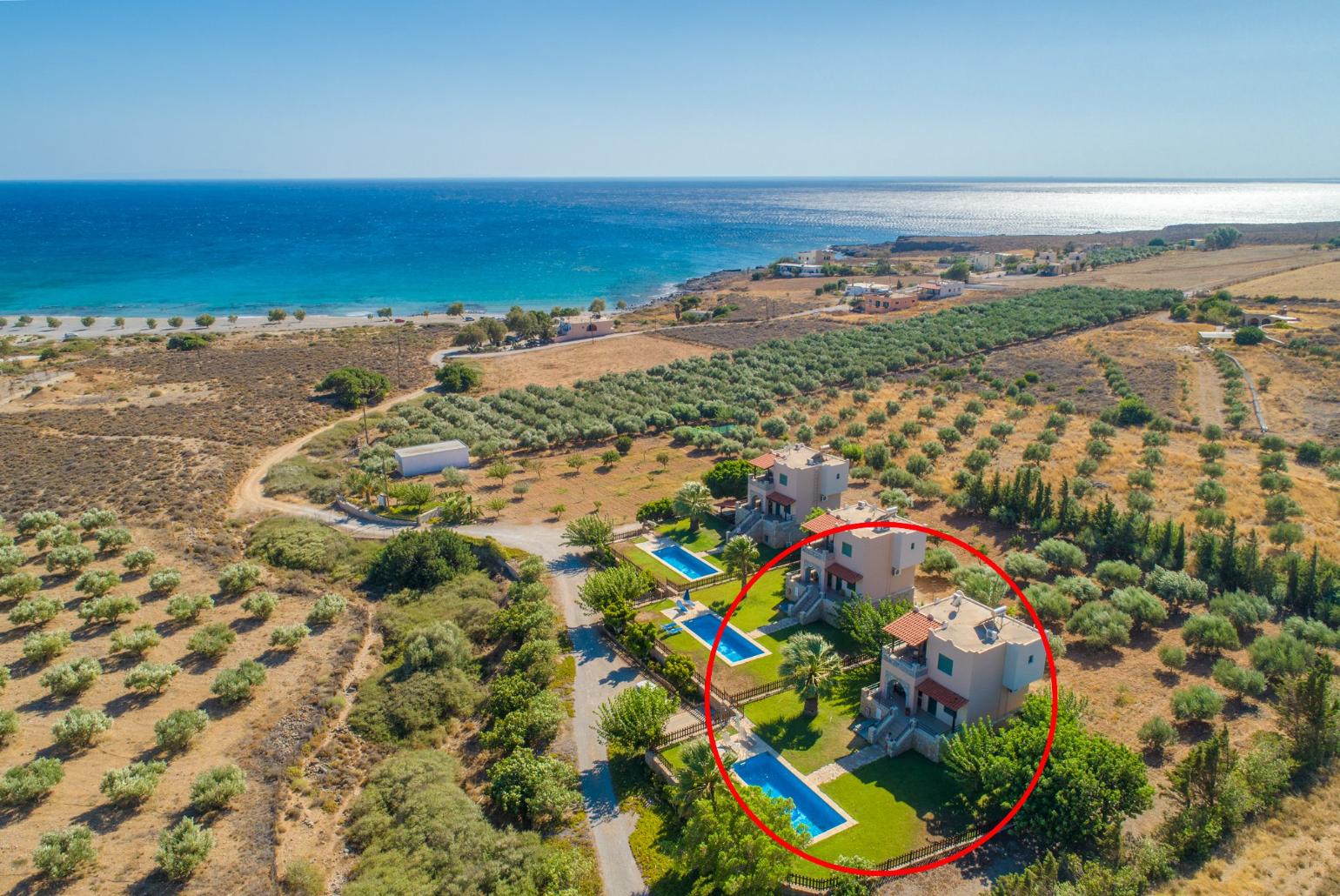 Aerial view of Spiros Beach Villa