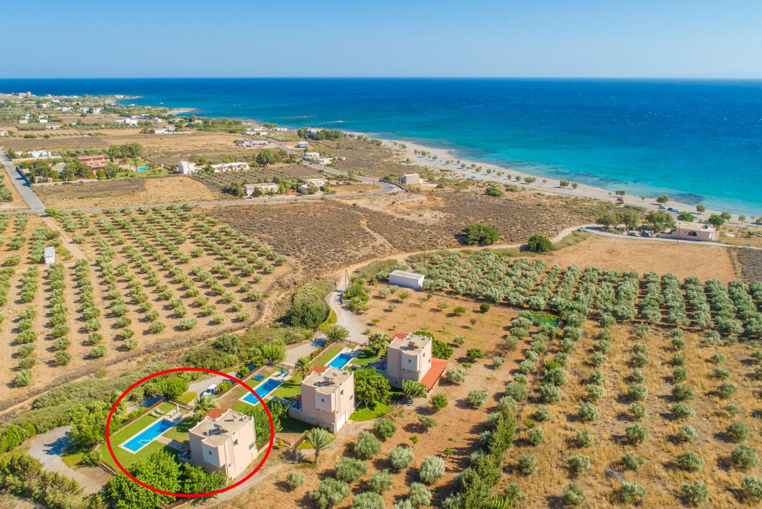 Aerial view of Spiros Beach Villa
