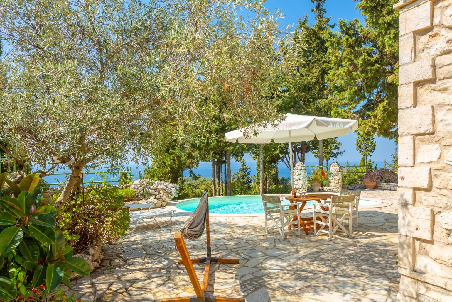 Private pool and terrace with sea views