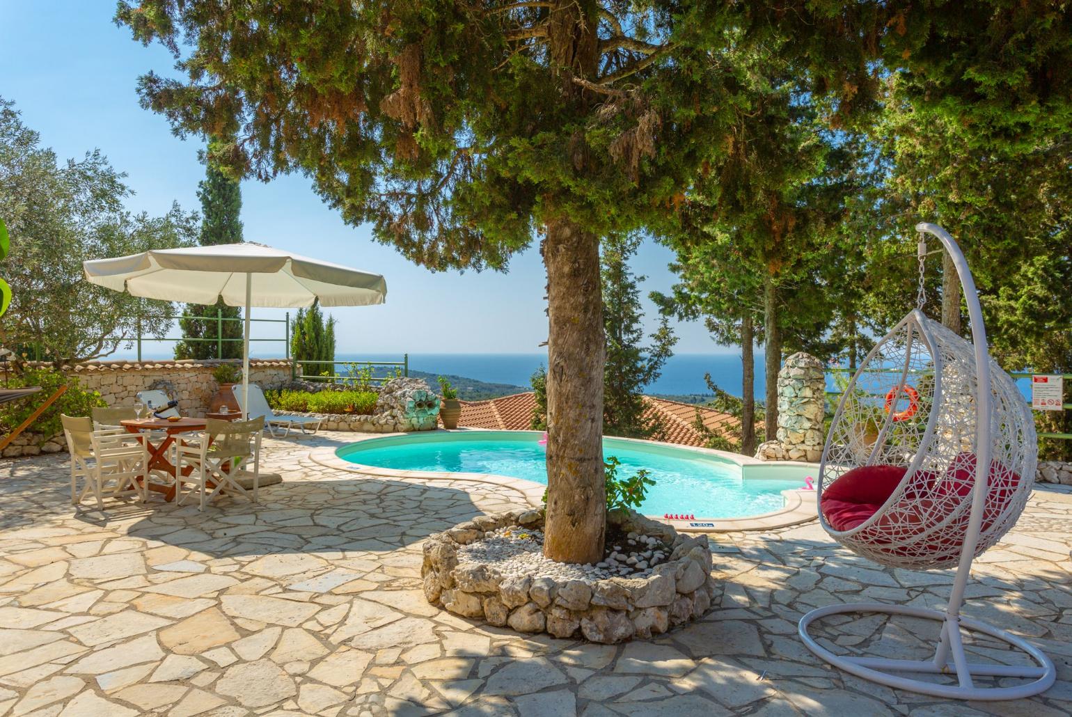 Private pool and terrace with sea views