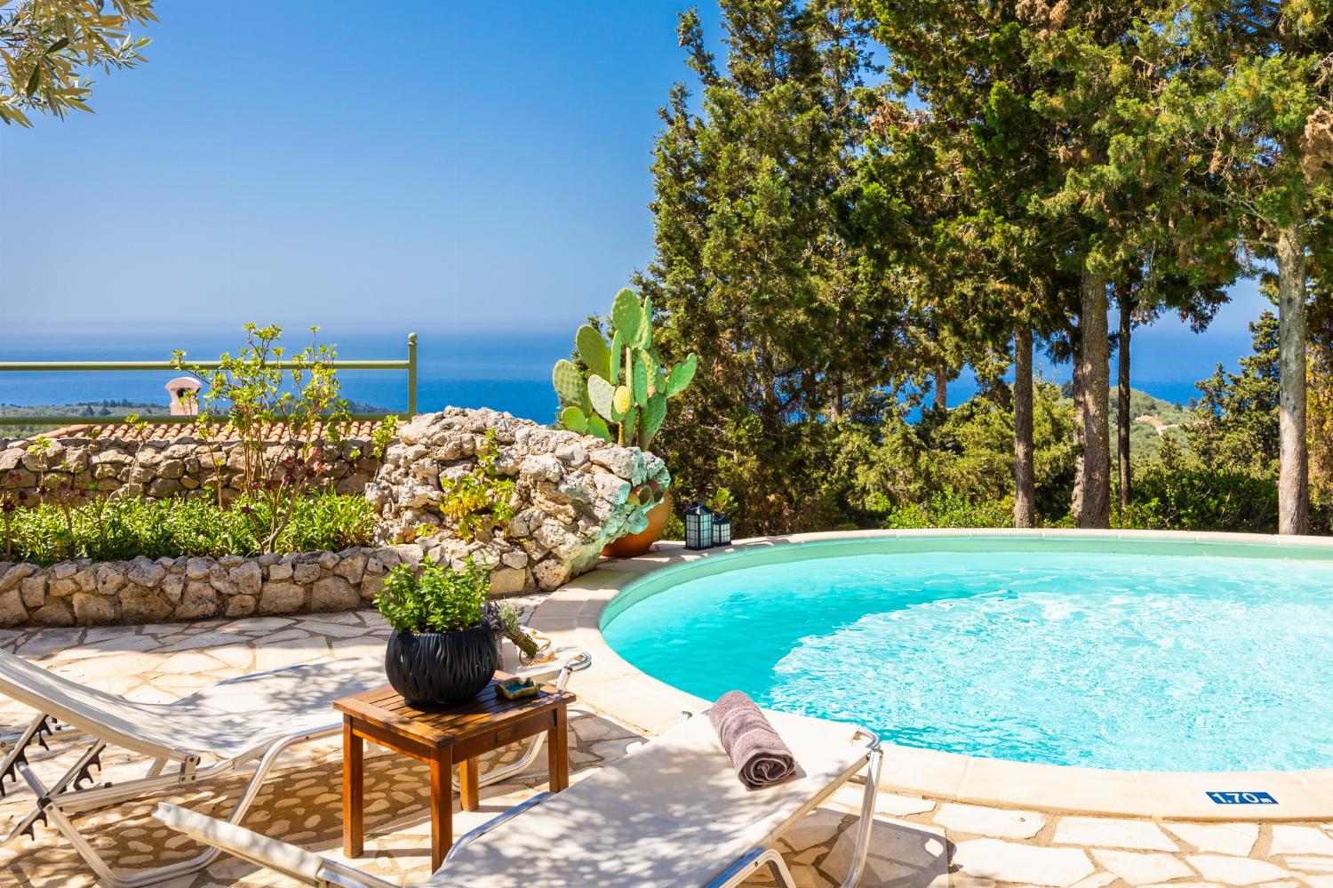 Private pool and terrace with sea views