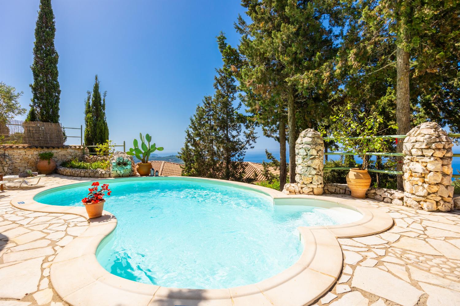 Private pool and terrace with sea views