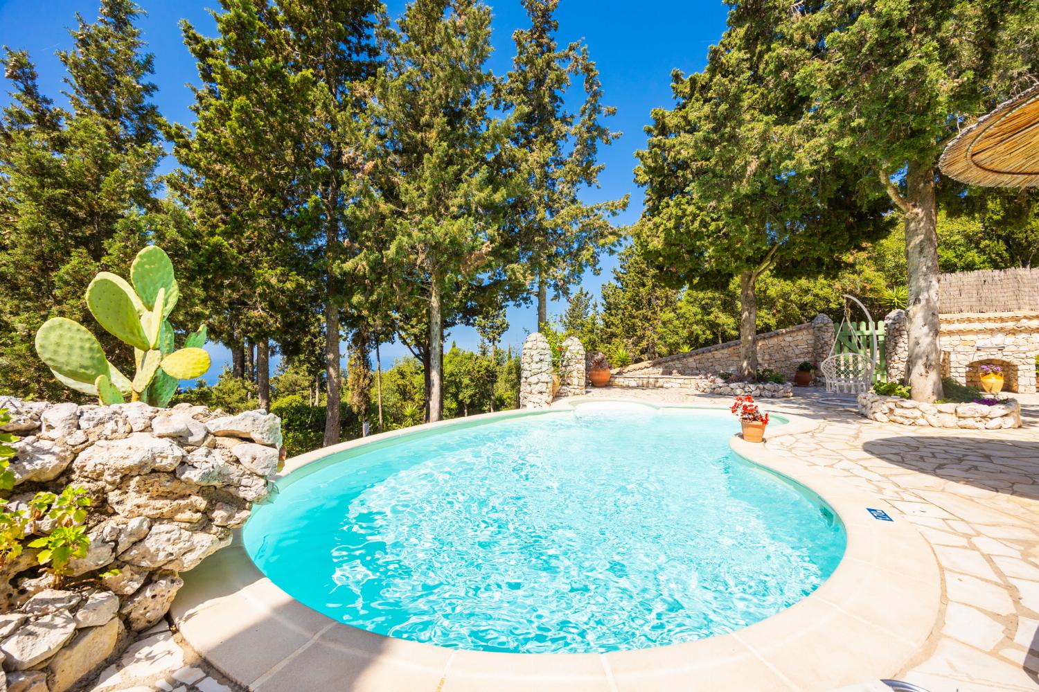 Private pool and terrace with sea views