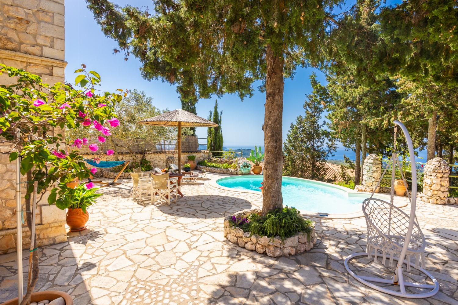 Private pool and terrace with sea views
