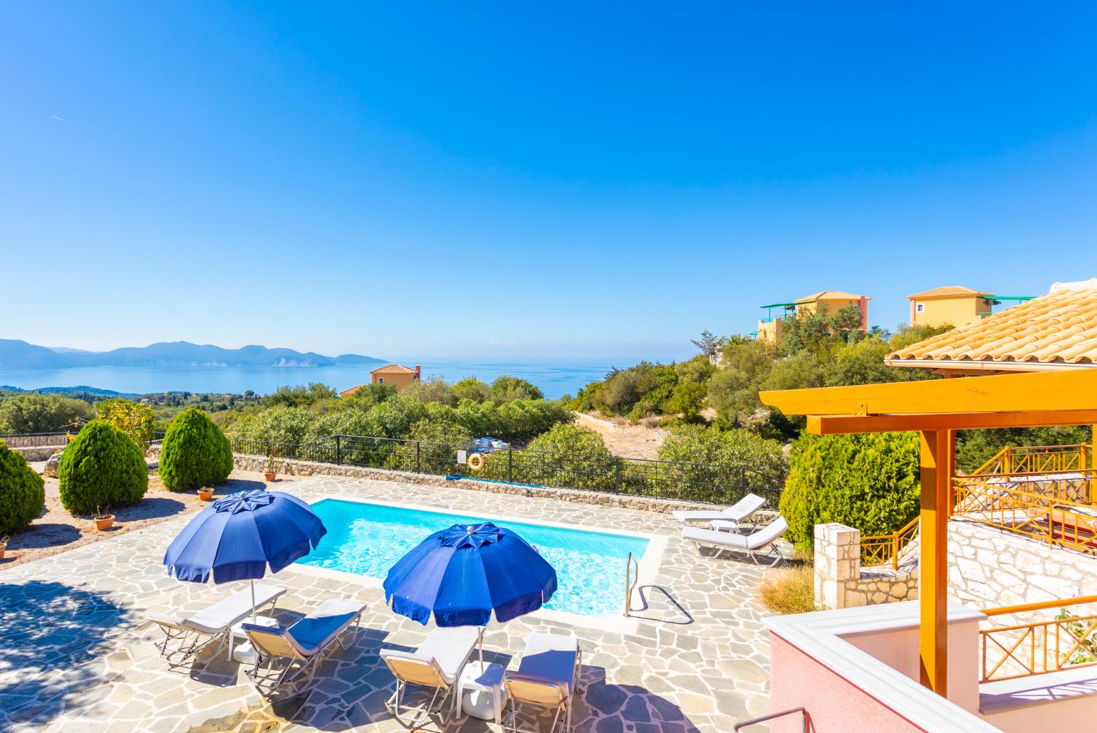 Private pool and terrace with panoramic sea views