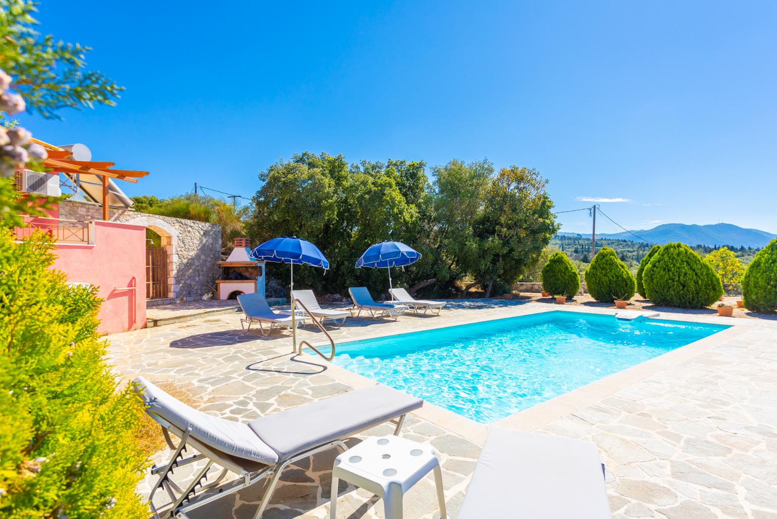 Private pool and terrace with panoramic sea views