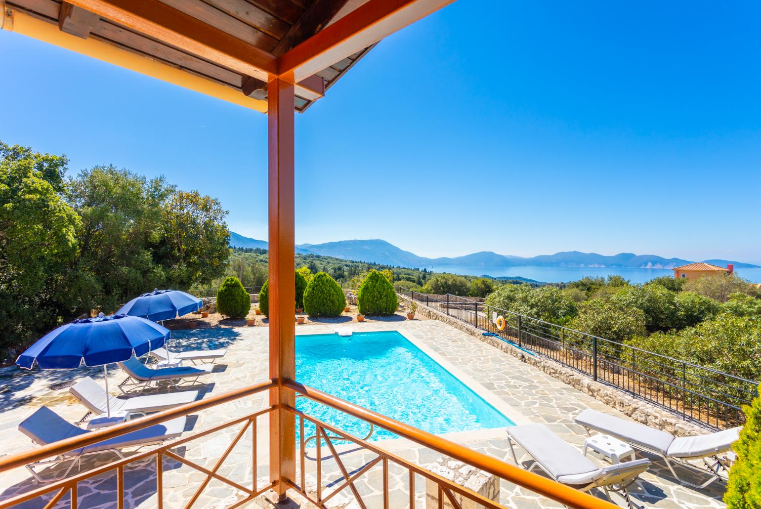 Private pool and terrace with panoramic sea views