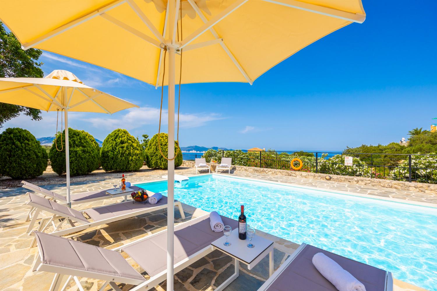 Private pool and terrace with sea views