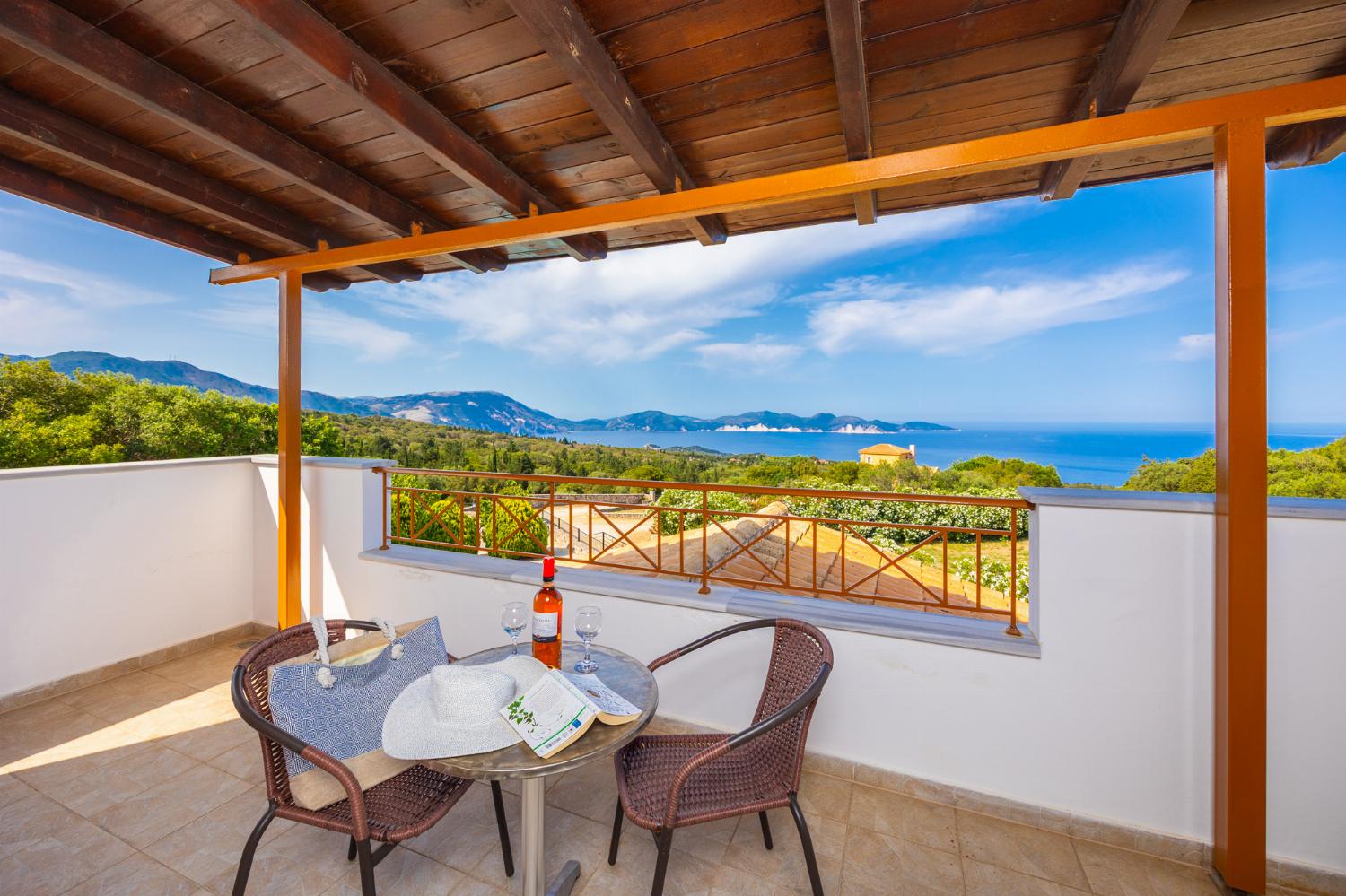 Sheltered balcony with sea views