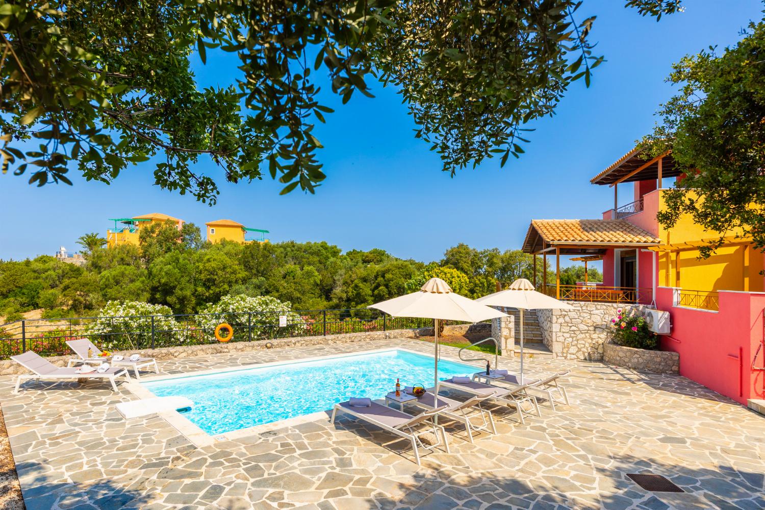 Private pool and terrace with sea views