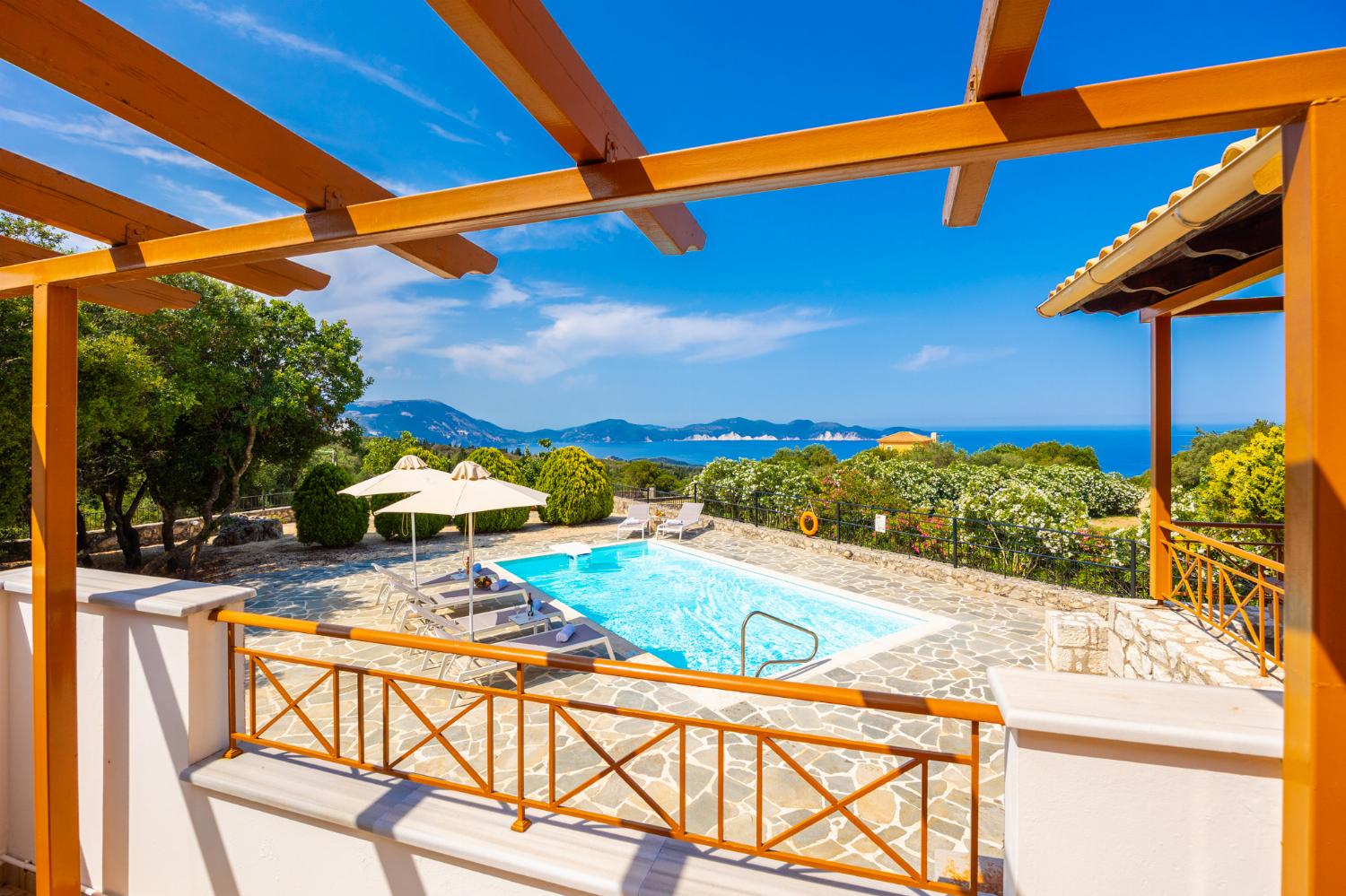 Private pool and terrace with sea views